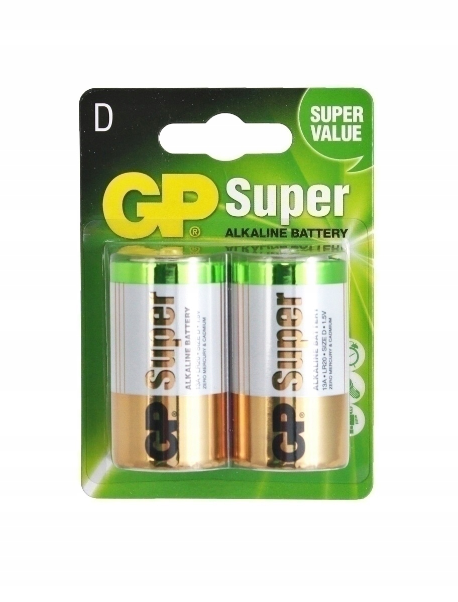 

2x bateria alkaliczna Gp R20 D 1,5V 13A LR20