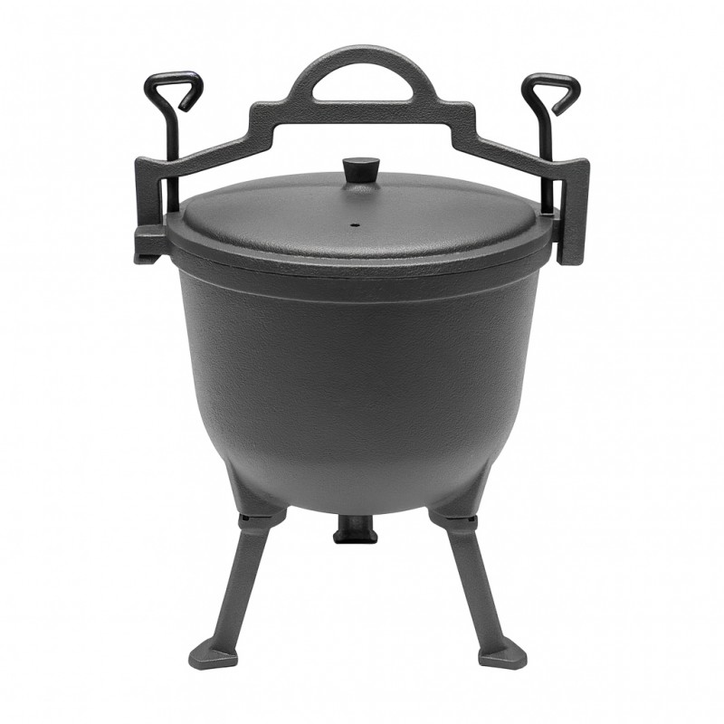 Litinový kotlík litinový hrnec na oheň 8L Pokrývka BBQ01