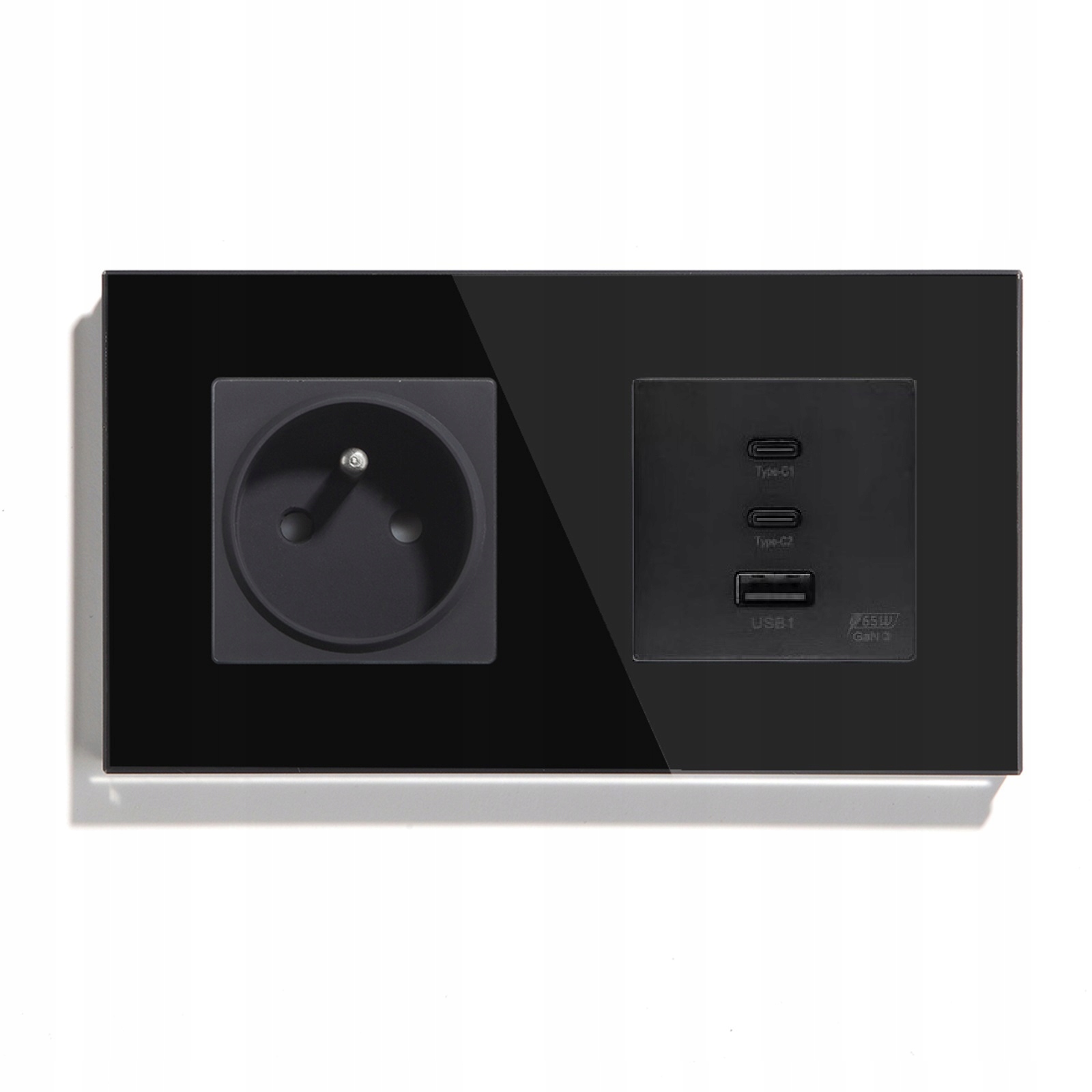 Skleněná Zásuvka Dvojitá 157 mm Usb 65 W Quick Charge Qc