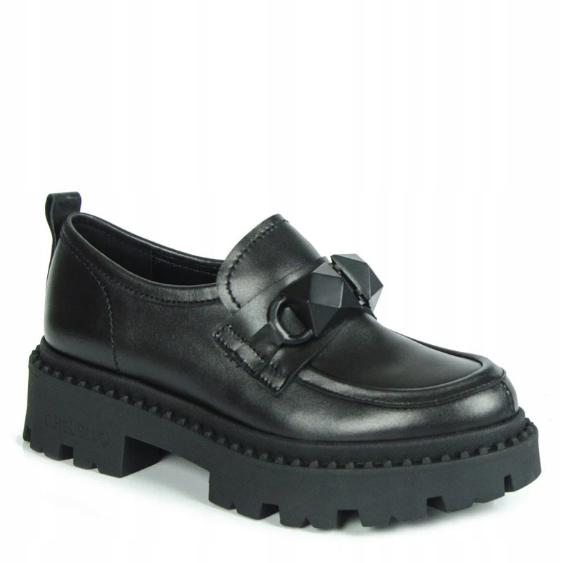 Chebello 4230 Kožené Mokasíny Černé S Ozdobou 38