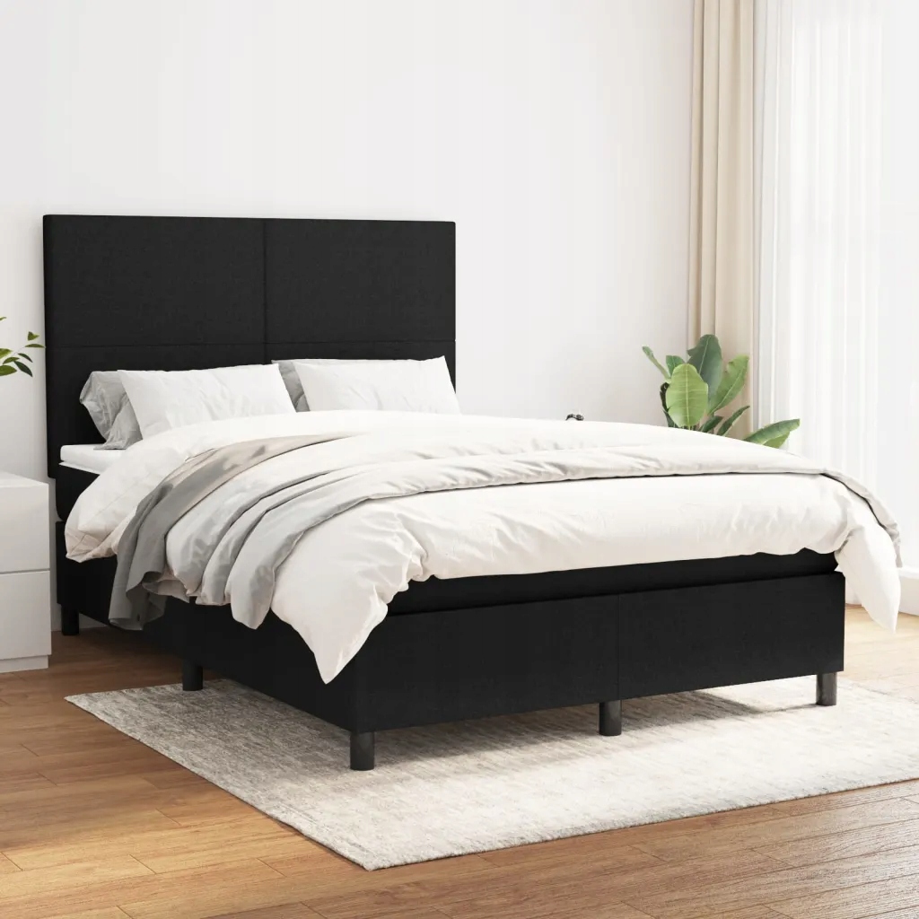Box spring postel s matrací černá 140x200 cm textil Černý 3141619