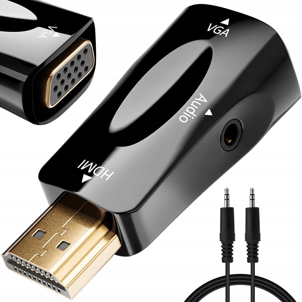 КОНВЕРТЕР АДАПТЕР С HDMI К VGA D-SUB АУДИО ЗВУК МИНИ ДЖЕК