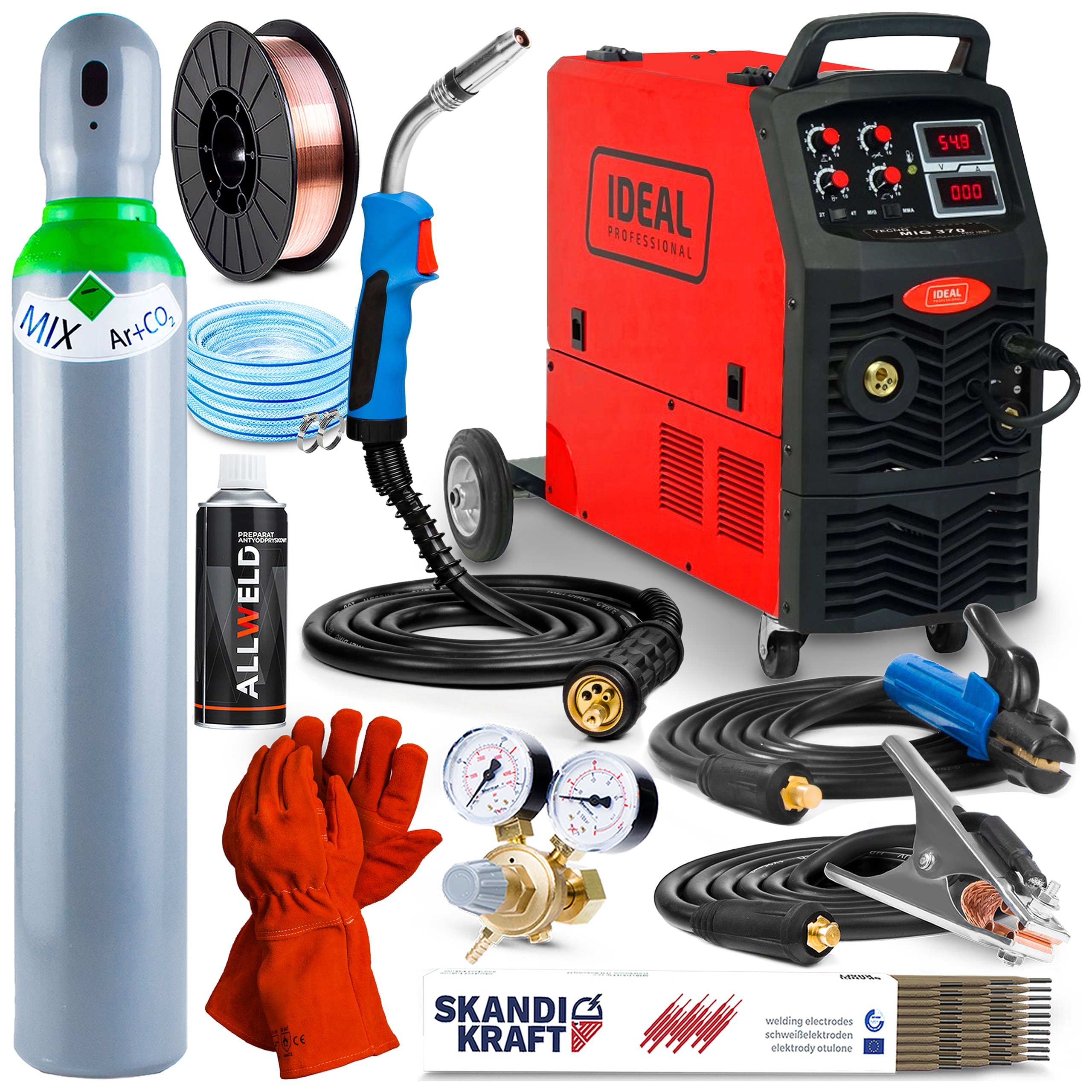 Poloautomatický Svařovací Stroj Ideal Tecno Mig 370 4X4 Digital Mma 400V 350A Alu