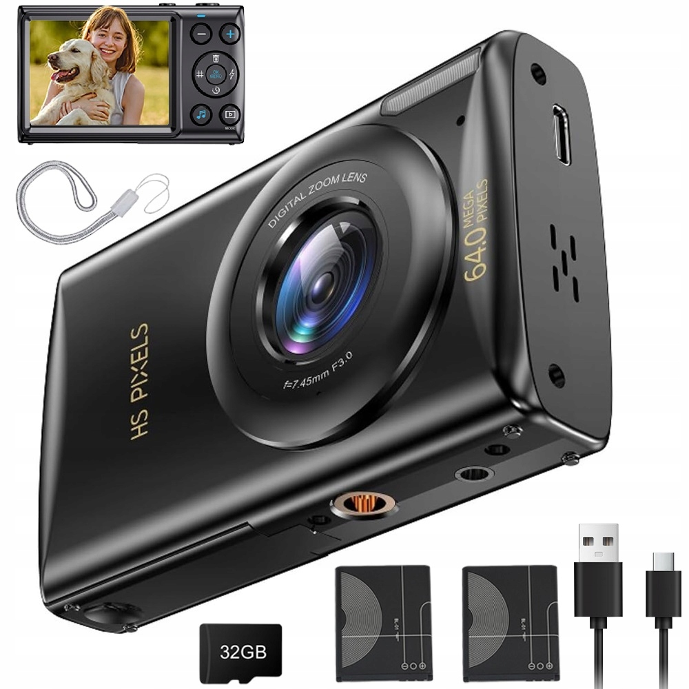 Kompaktní Digitální Fotoaparát 4K 64 Mp Blesk Vyplňující 18X Zoom Autofokusem