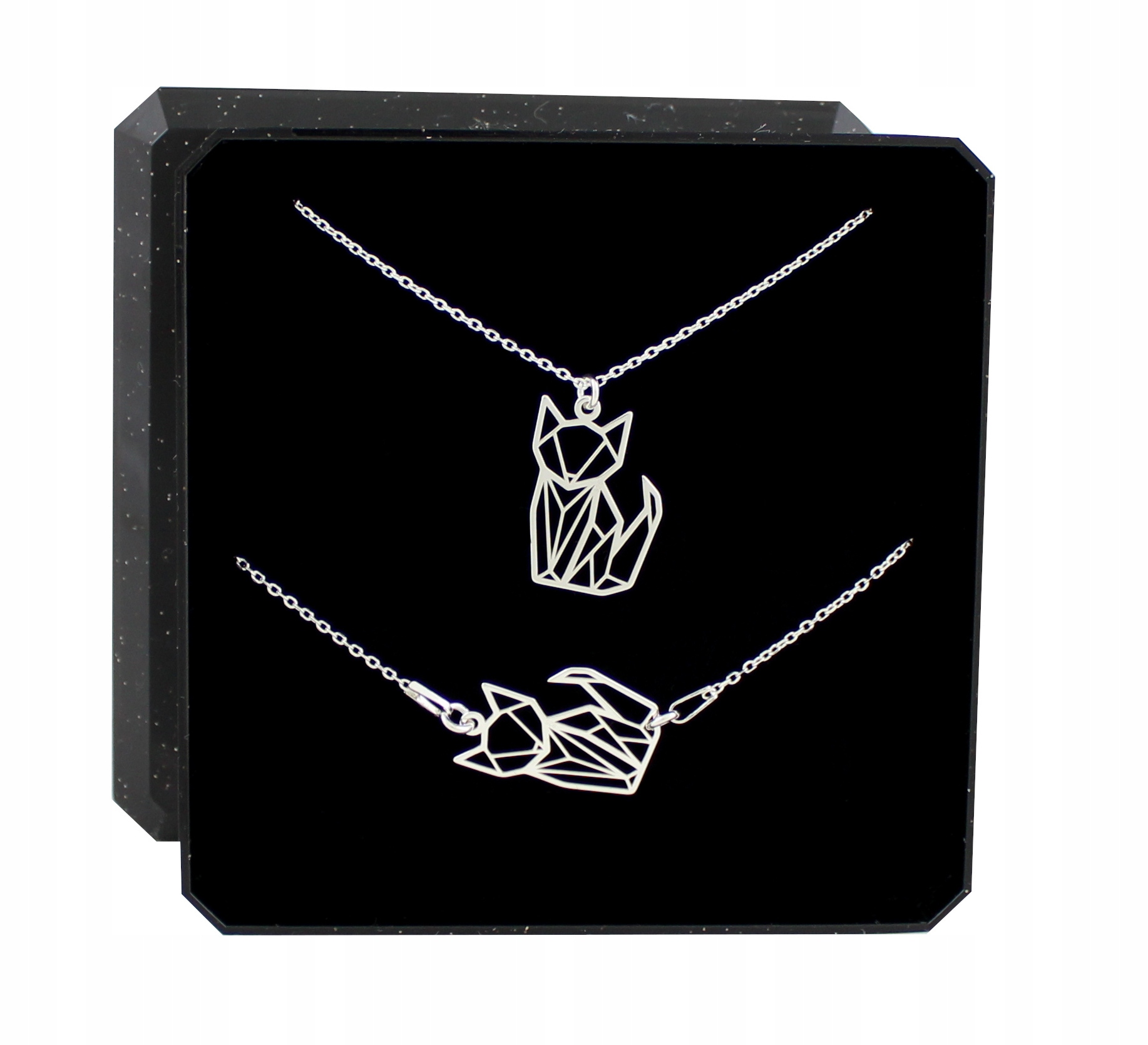 Komplet Stříbrných Dámských Šperků S Kočkou Kočka Kočky Origami 925 jako dárek