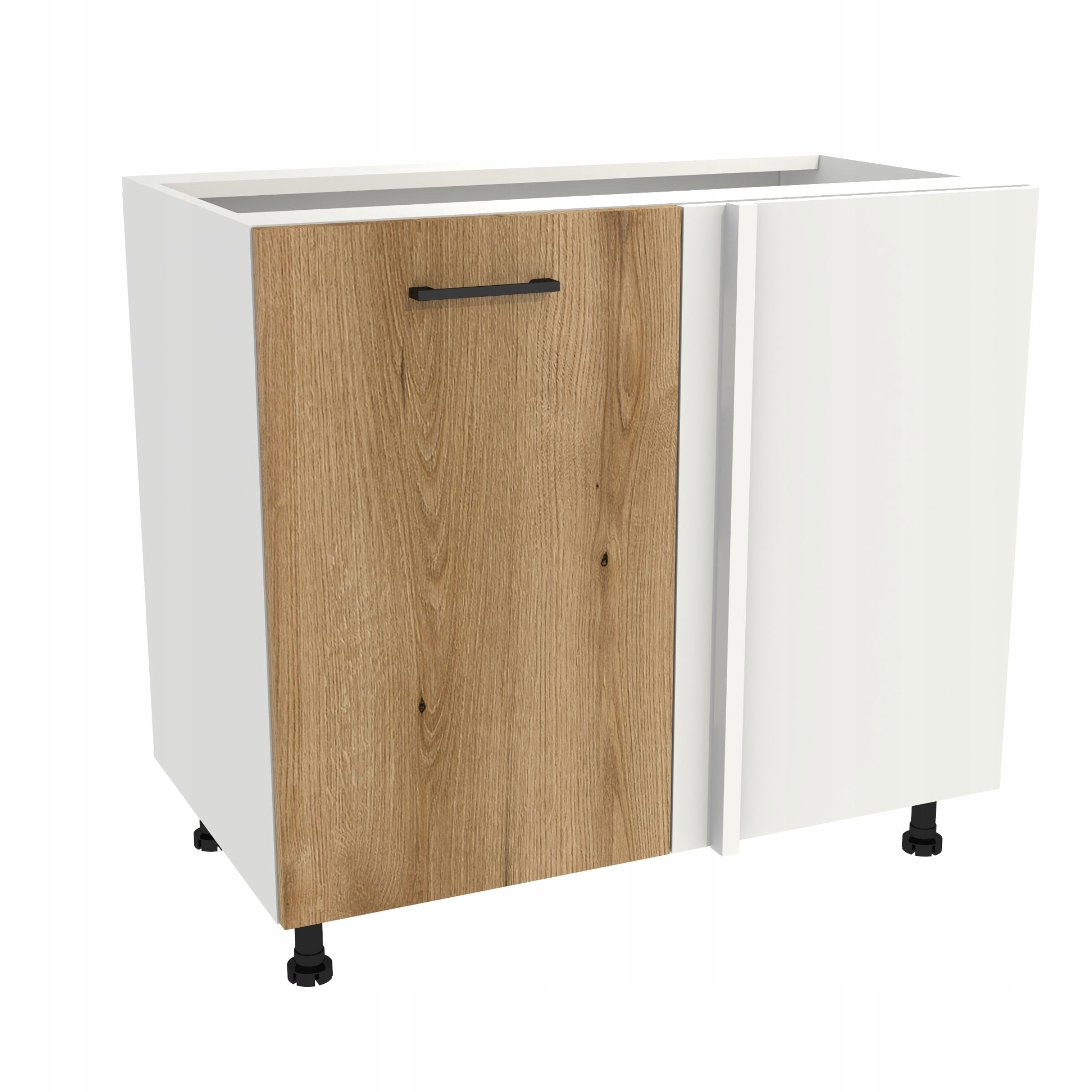 Spodná rohová kuchynská skrinka 105 Capri korpus Biela predná časť Dub Evoke