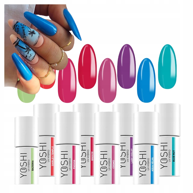 Lakier Hybrydowy Kolorowy Kolekcja Drink Me Zestaw Yoshi 8 sztuk