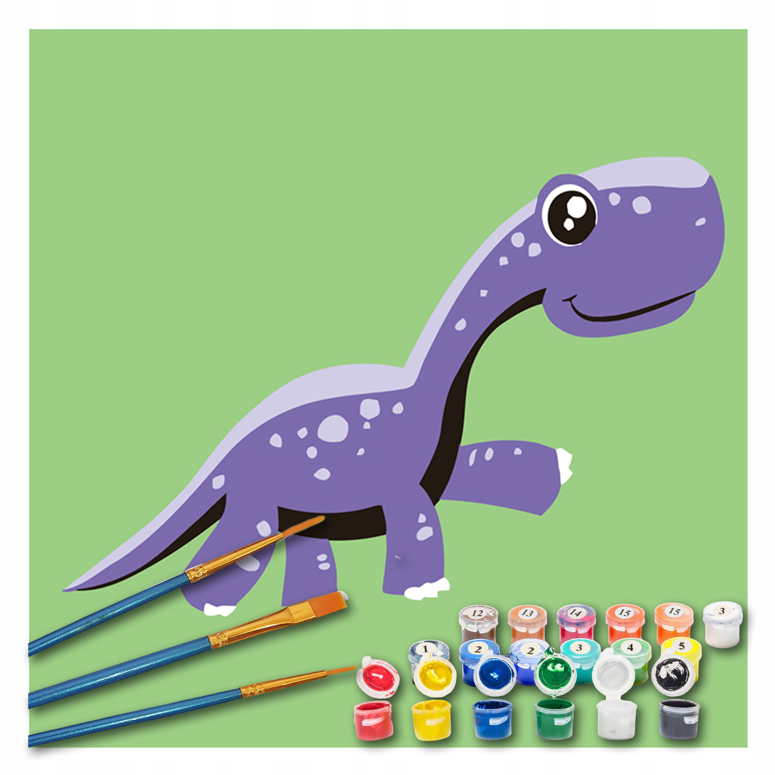 Vászonkép Számok Szerint Gyerekeknek 4-14 Éves Korig 20X20 CM Dinoszaurusz Kerettel