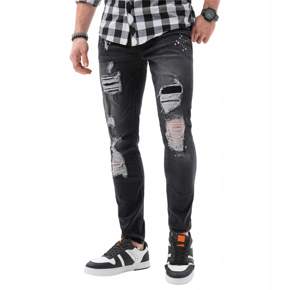 

Spodnie męskie jeansowe dziury P1065 czarne XL