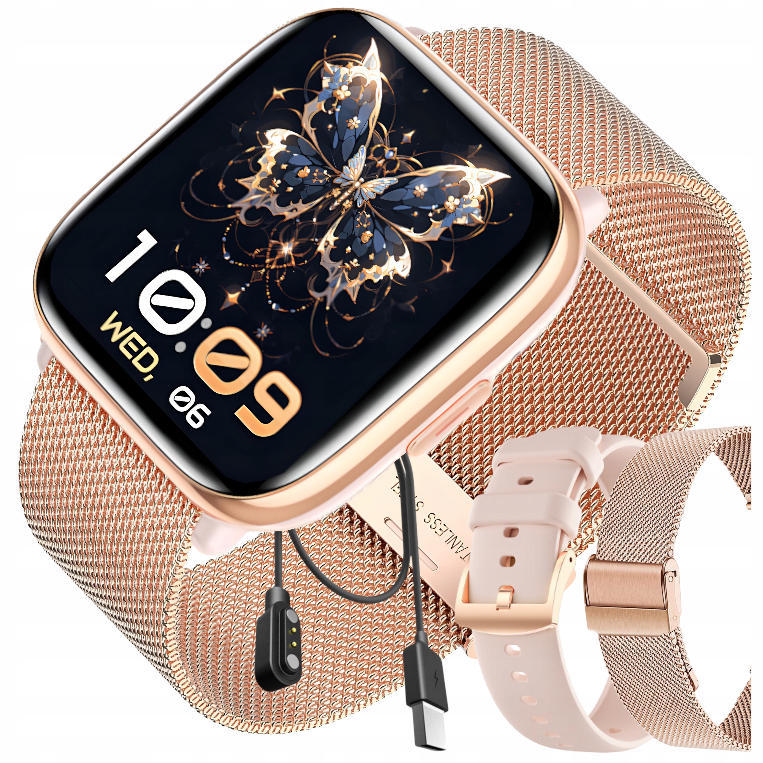 SMARTWATCH ZEGAREK DAMSKI POLSKIE MENU ROZMOWY POWIADOMIENIA PULS AMOLED