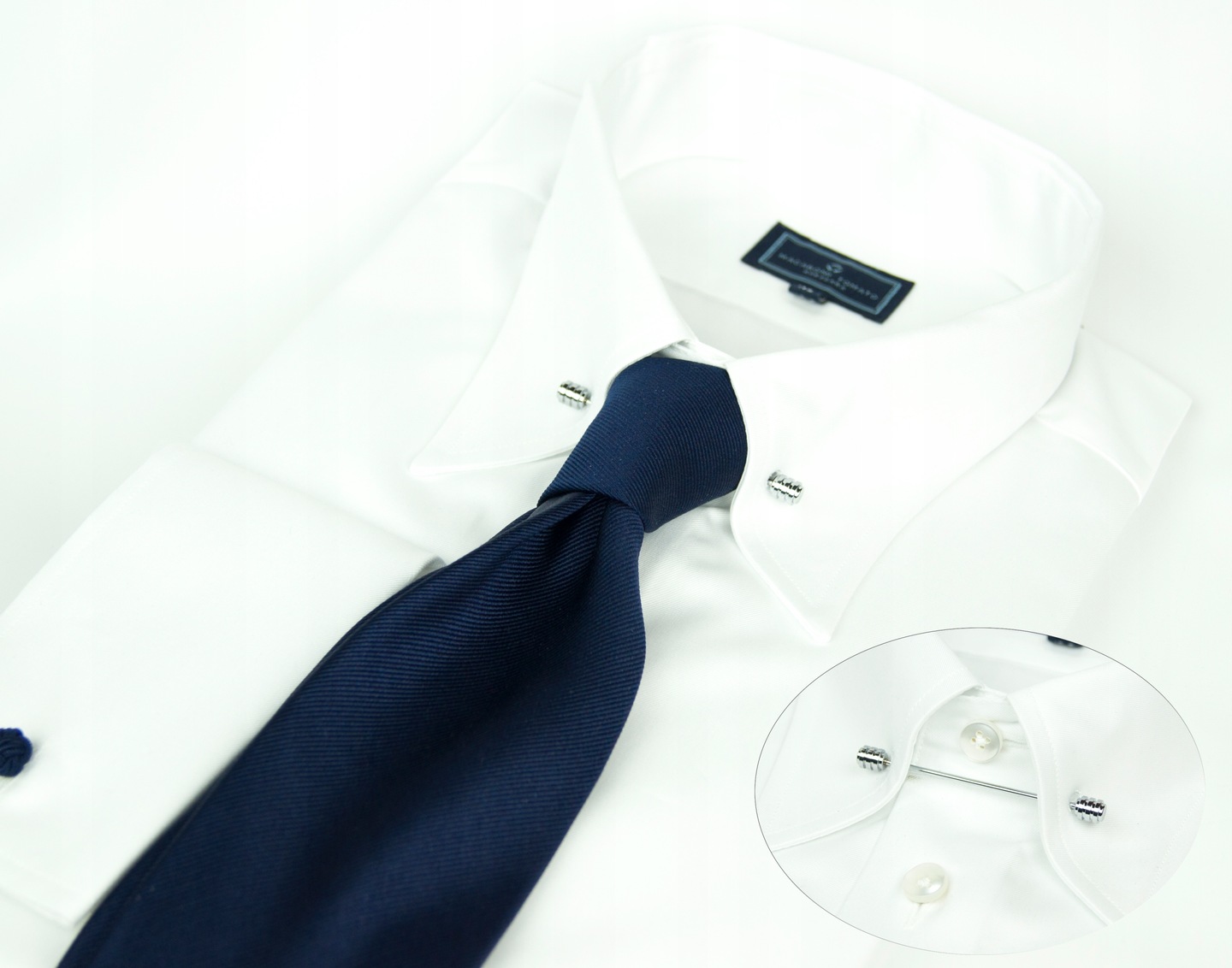 Srebrna Szpilka do kołnierzyka Pin collar bar Szerokość 0.5 mm