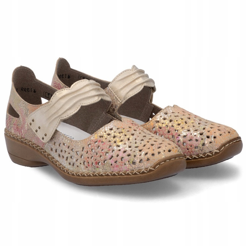 Rieker ažurové sandály 41399-92 Multi béžové Kůže VEL.40