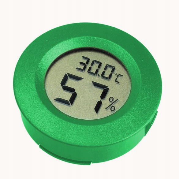Termometr elektroniczny z higrometrem -50~110°C LCD okrągły zielony