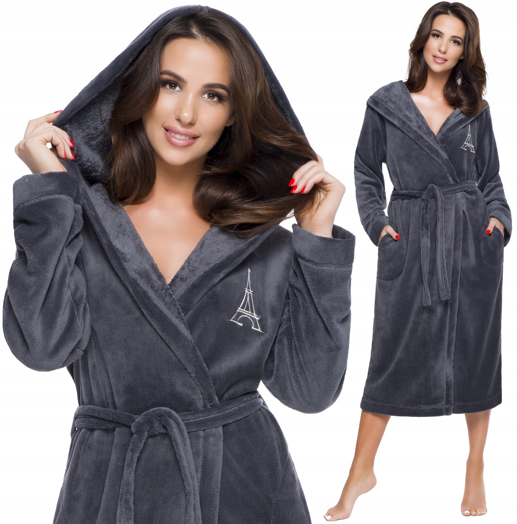 EIFFLA DŁUGI PUCHOWY DAMSKI SZLAFROK PODOMKA XXL