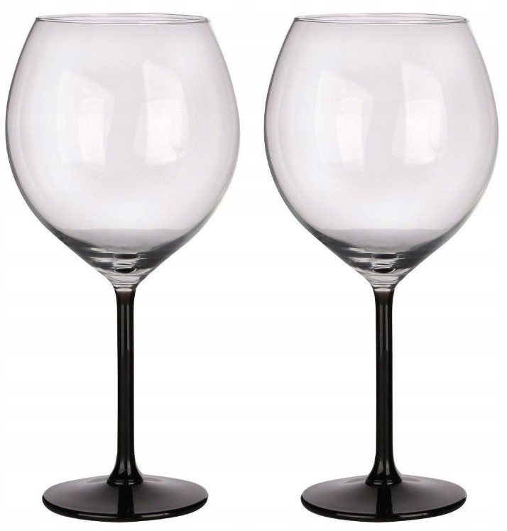 KIELISZKI DO CZERWONEGO WINA CZARNA NÓŻKA 2x700ML
