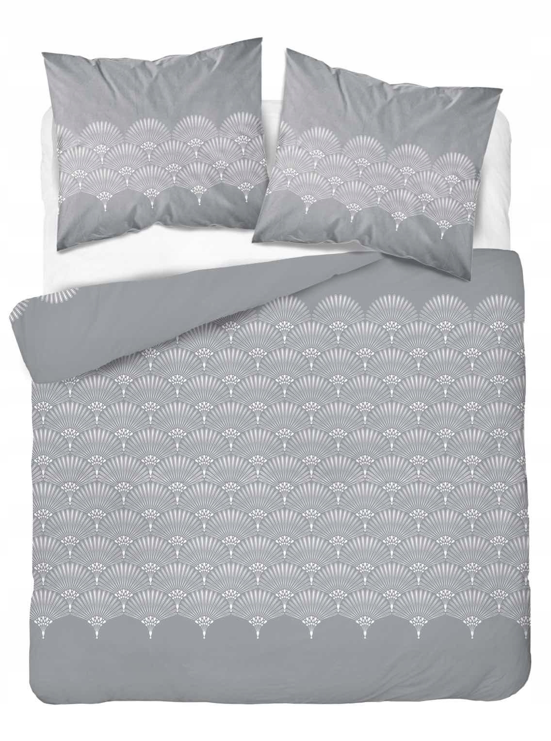 Pościel komplet flanelowa flanela 160x200 ornamenty szara