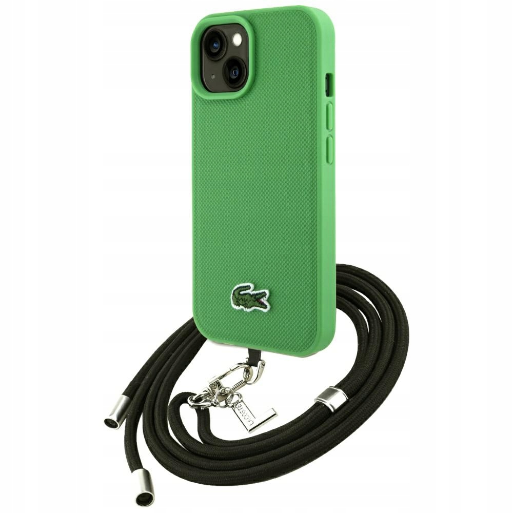 Pouzdro Lacoste Iconic Petit Pique Crossbody Cord pro iPhone 15, zelené