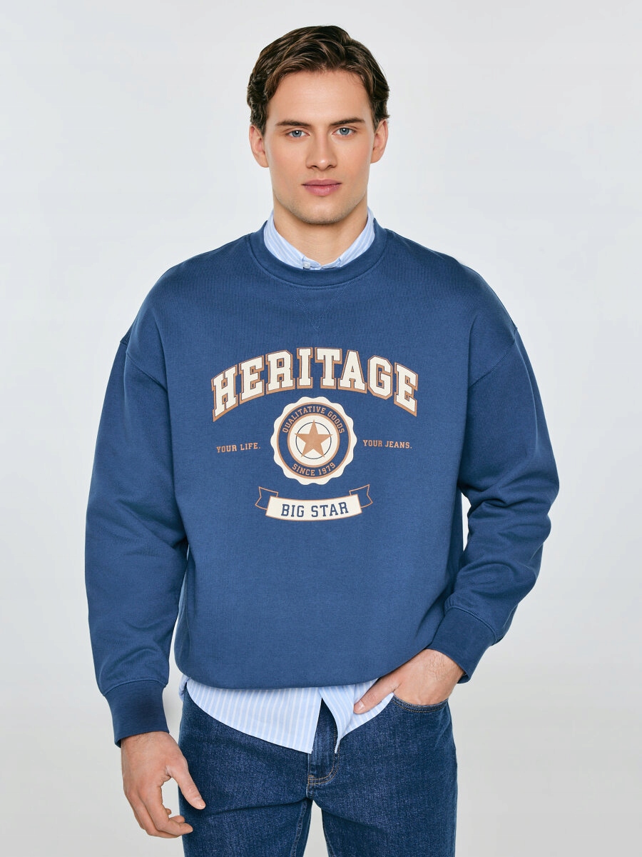 Big Star Pánská mikina s potiskem modrá Leonar 402 3XL