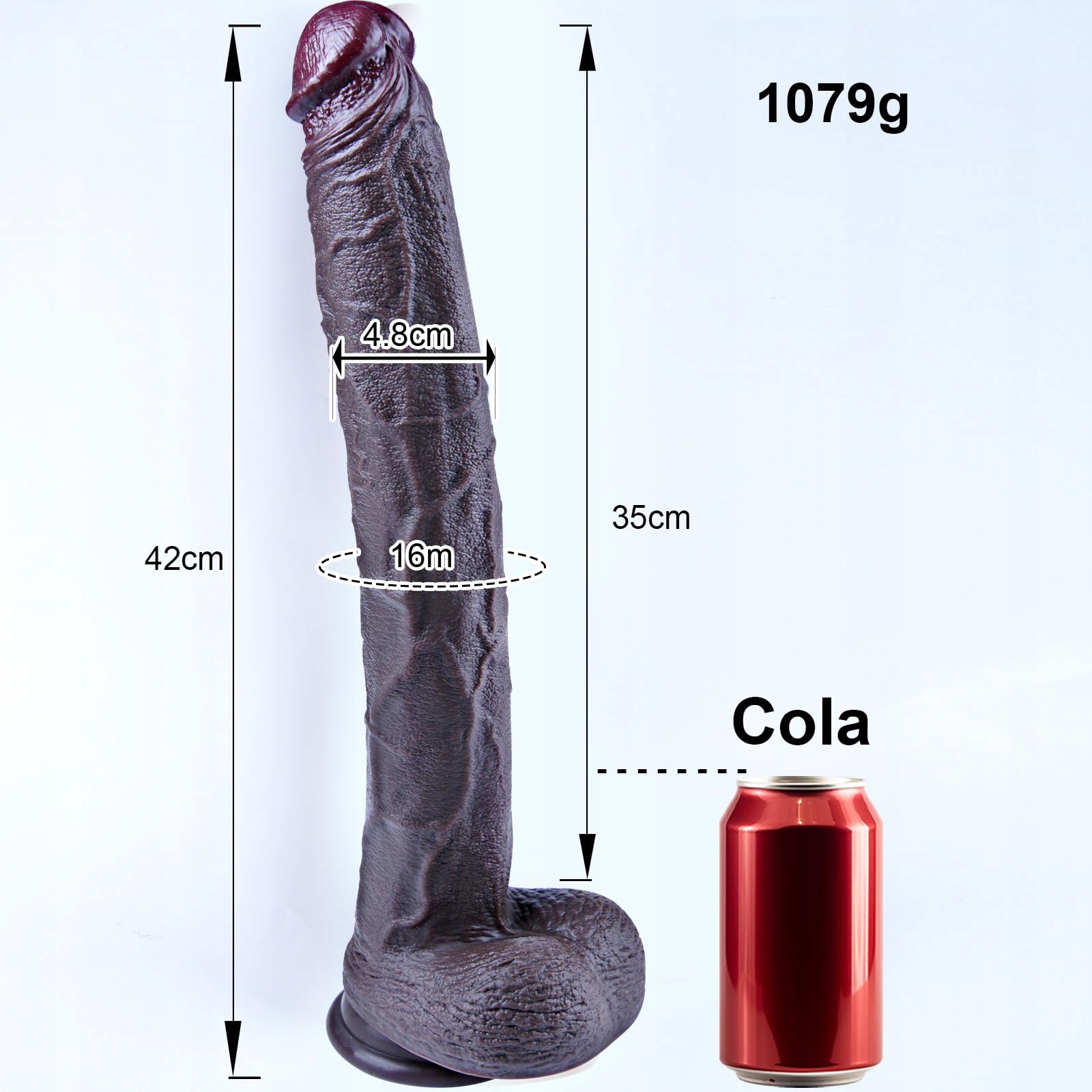 XXLTOYS Dildo 42cm Czarny Realistyczny Silikonowy Z Mocną Przyssawką — miniatura 7