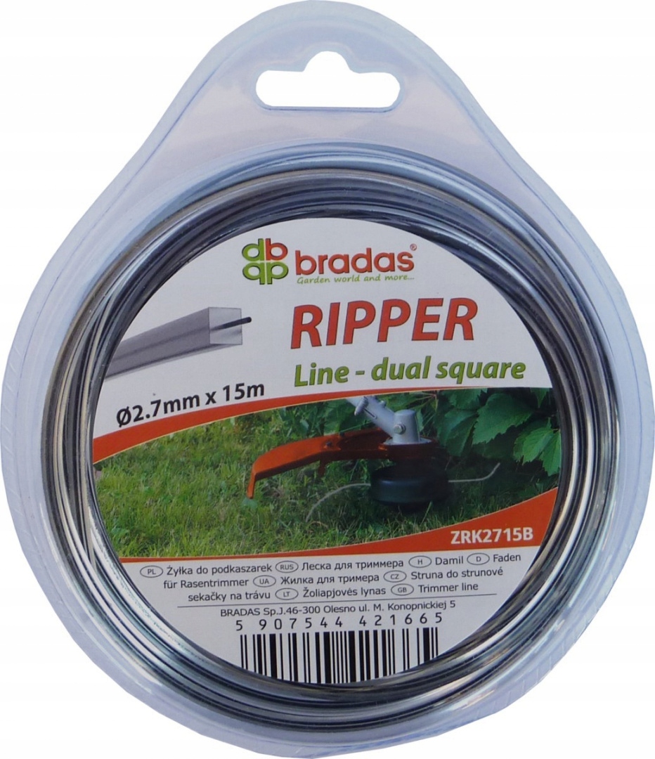 

Żyłka Tnąca Do Kosy Kwadratowa Mocna 2,4X15 Bradas