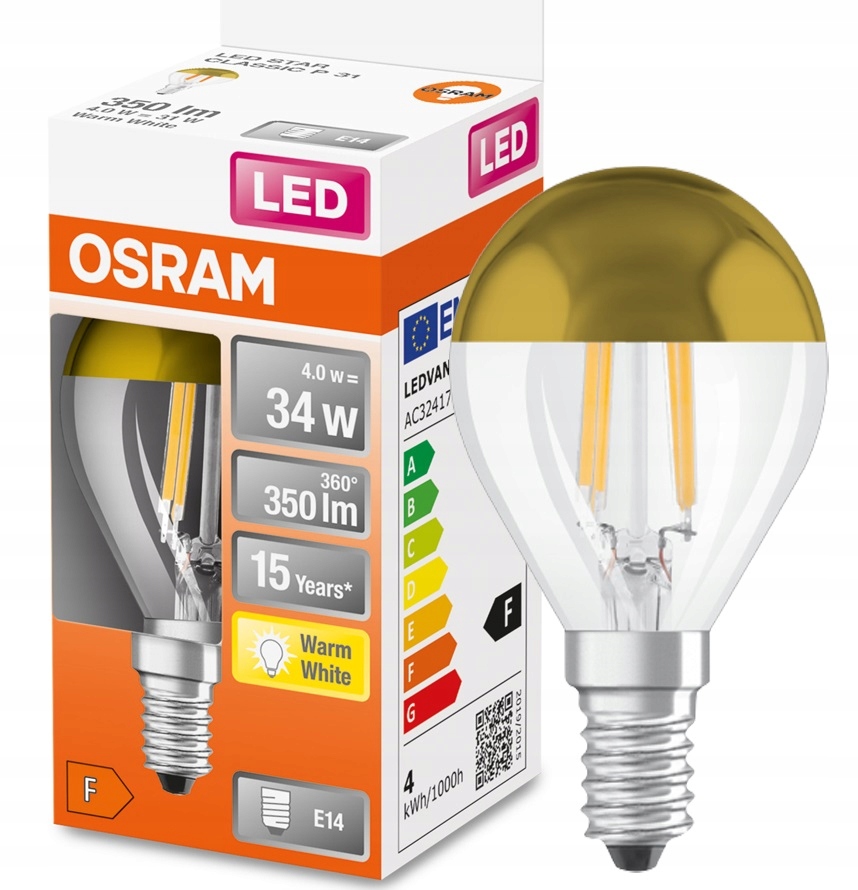 

Osram Led ozdobna złota bańka lustro 4W E14