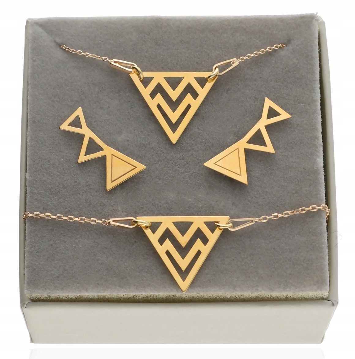 Komplet trojúhelník Nausznice stříbro 925 pozlacený