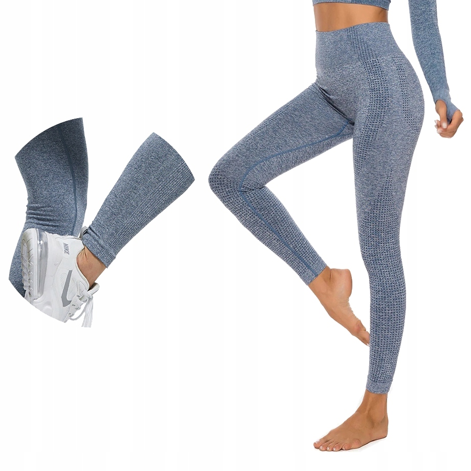 LEGGINSY SPORTOWE DAMSKIE DŁUGIE BEZSZWOWE WYSOKI STAN NYLON FITNESS XL Właściwości oddychające