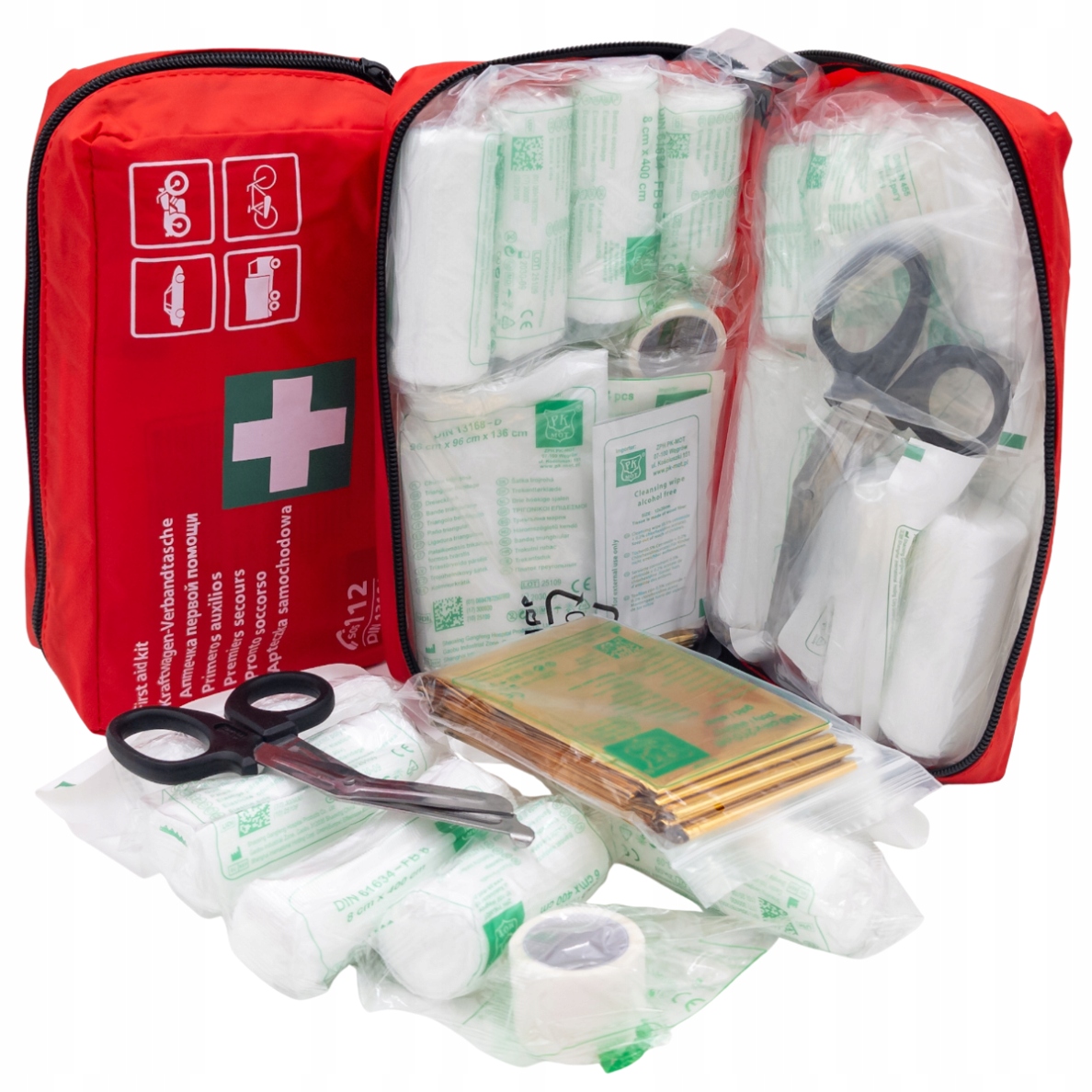 Apteczka samochodowa pierwszej pomocy Din 13164 Dobre Wyposażenie Pk-mot