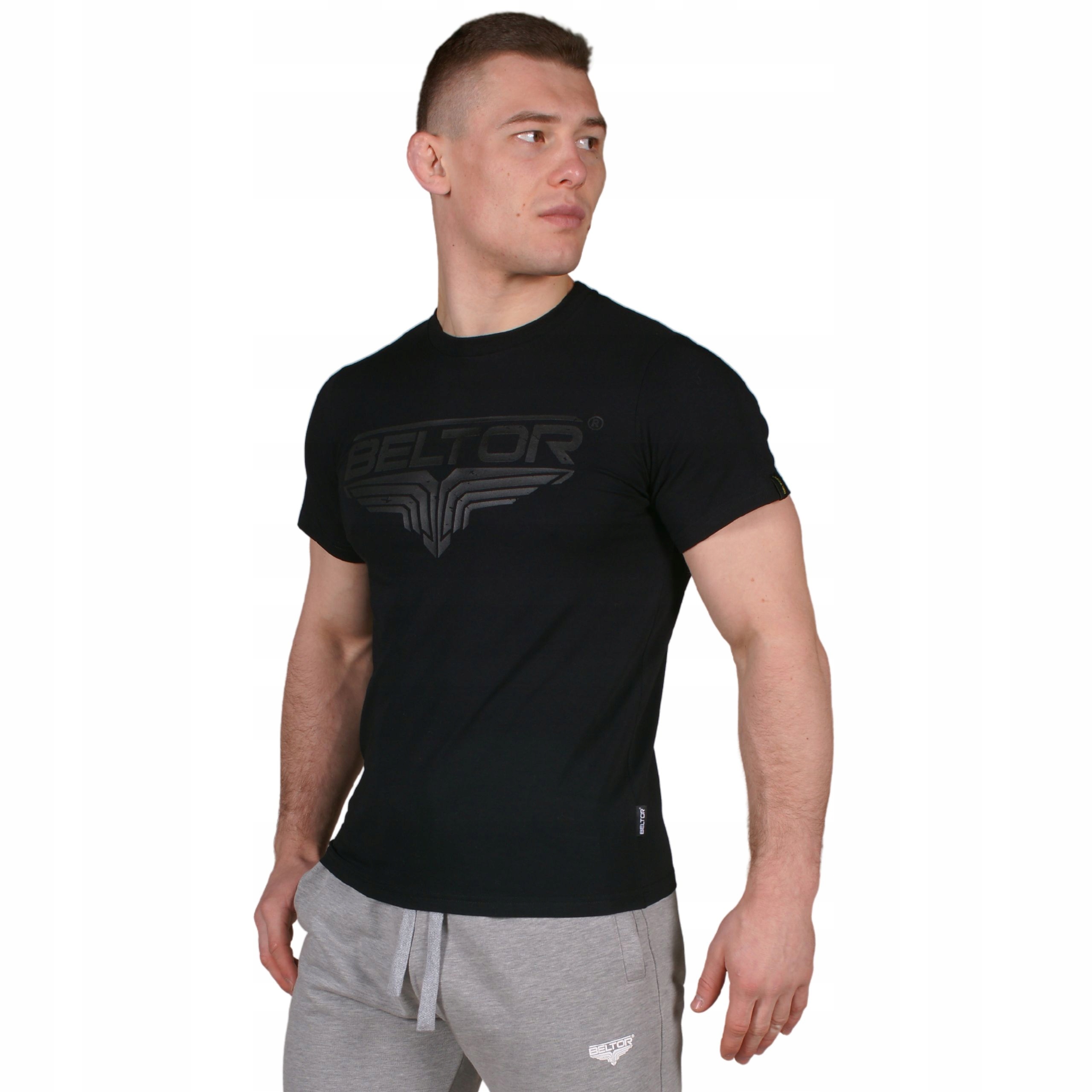 Beltor Koszulka Męska Black On Black T-shirt Sportowy Rozmiar M Bawełna