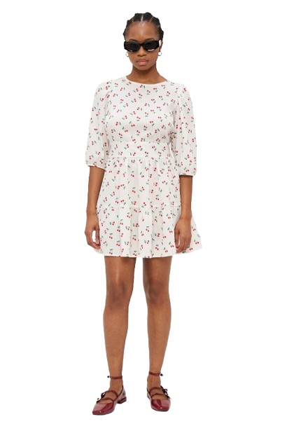 Mini Šaty Vero Moda S Krájením, Vzorem Třešně, M Kwa