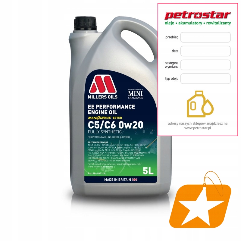 Millers Oils Ee Performance C5 C6 0W20 5L