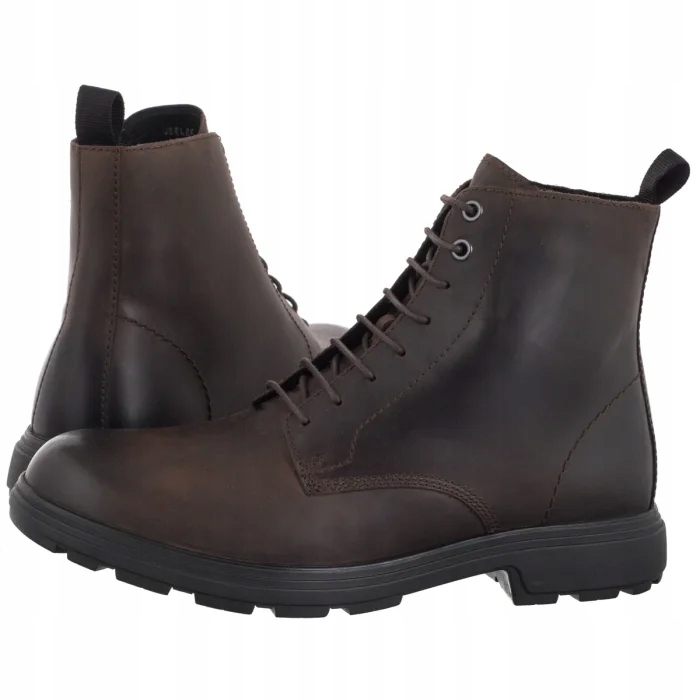 Kožené boty Pánské Kotníkové Boty Geox U Meiern Coffee U56LZF Hnědé