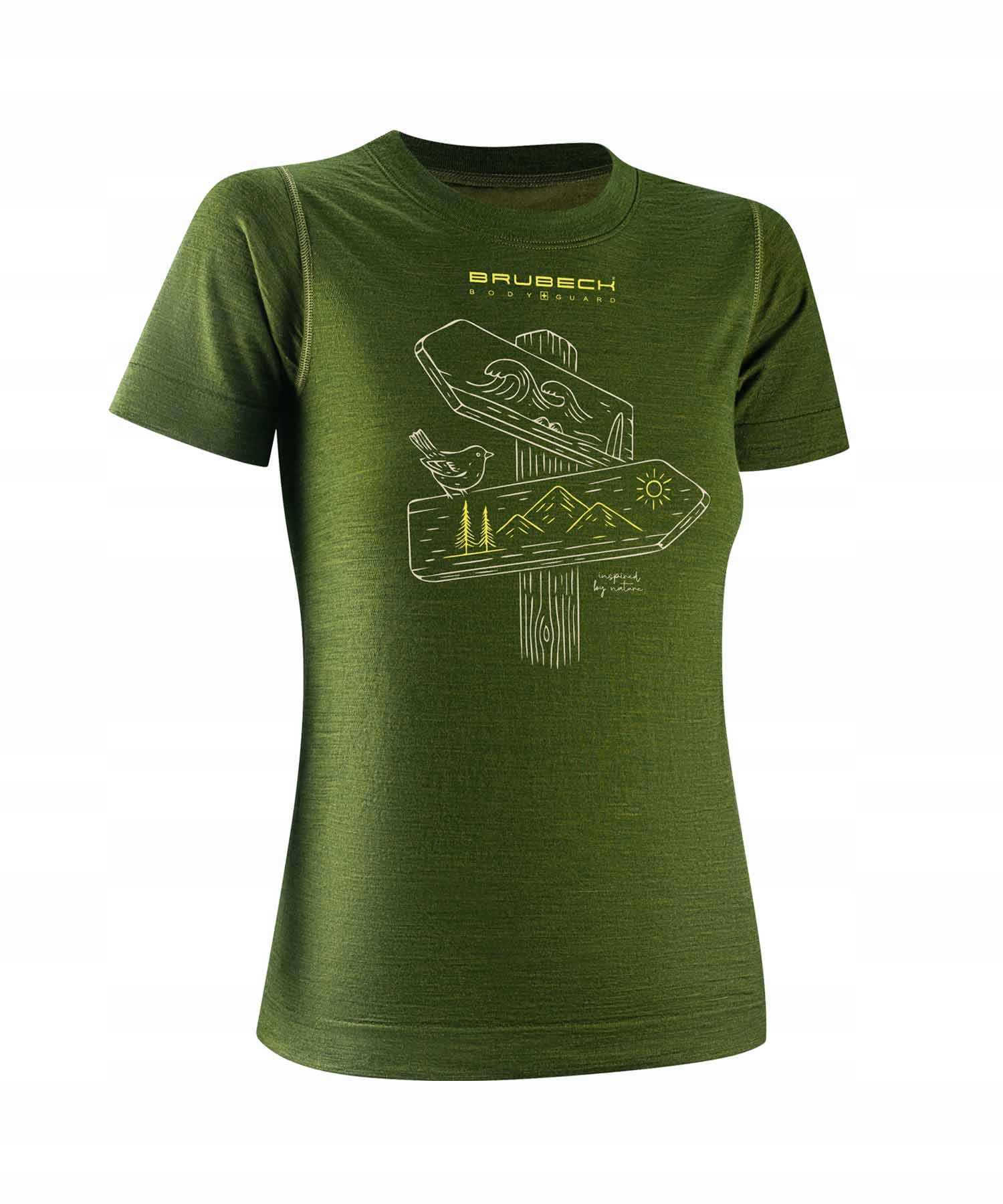 Trekkingowa Koszulka damska z merino z merynosa Brubeck Outdoor zielony L