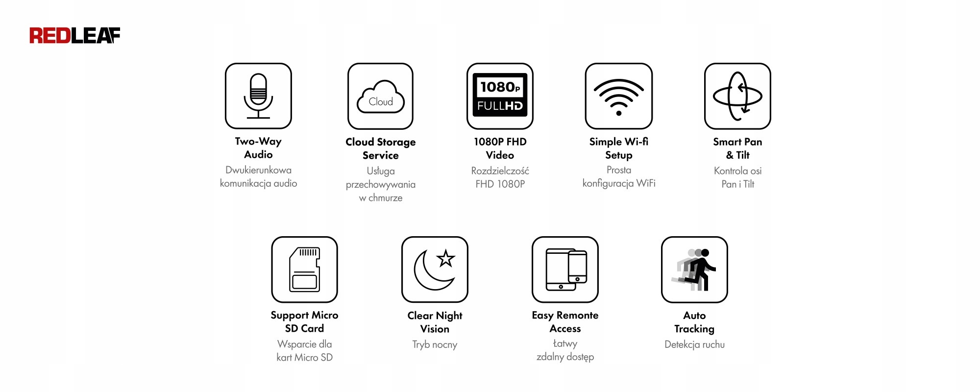 Kamera WiFi do monitoringu domu Redleaf IP Home Ca Szerokość produktu 6 cm