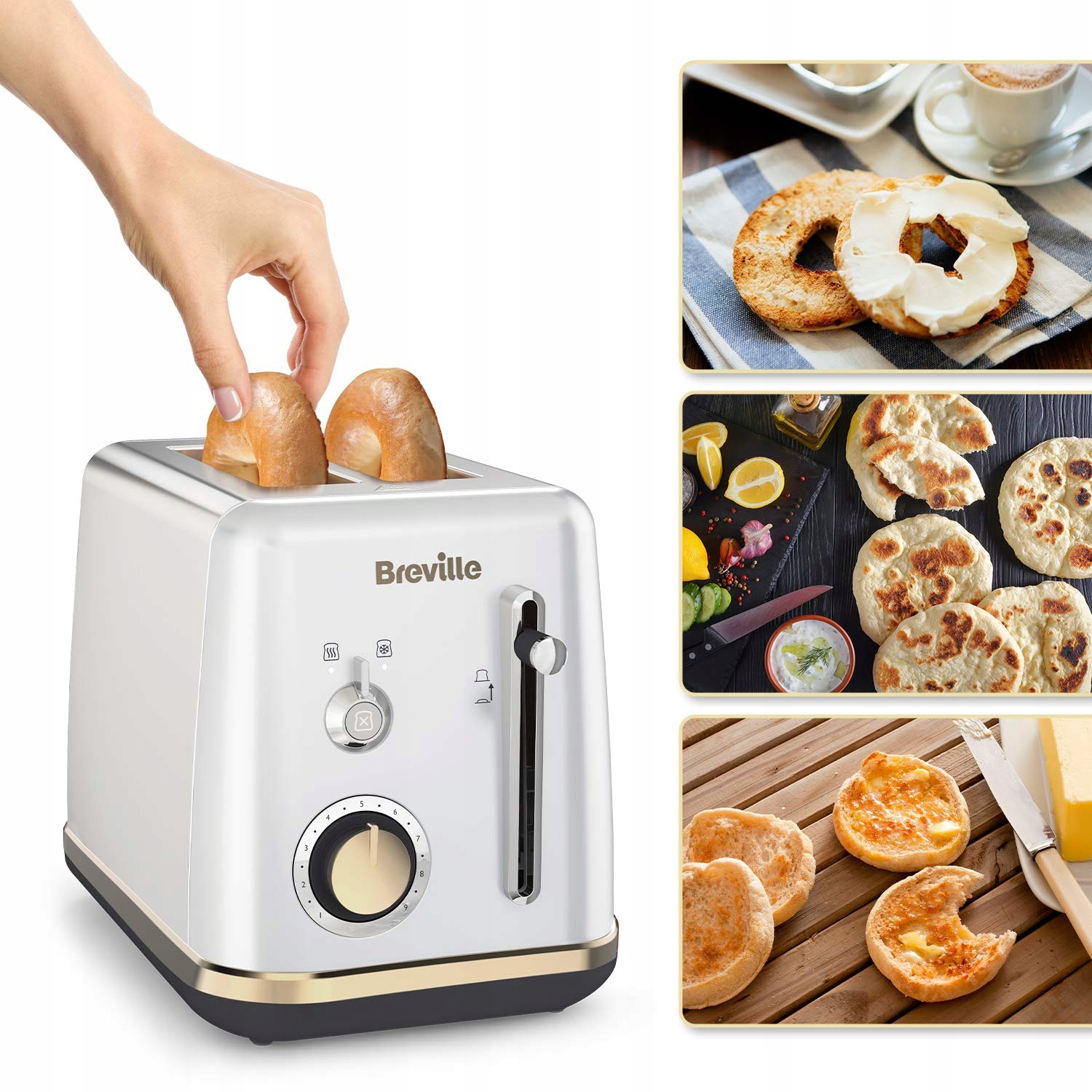 BREVILLE Toster Na 2 Kromki Mostra Srebrny Złote Akcenty — miniatura 4