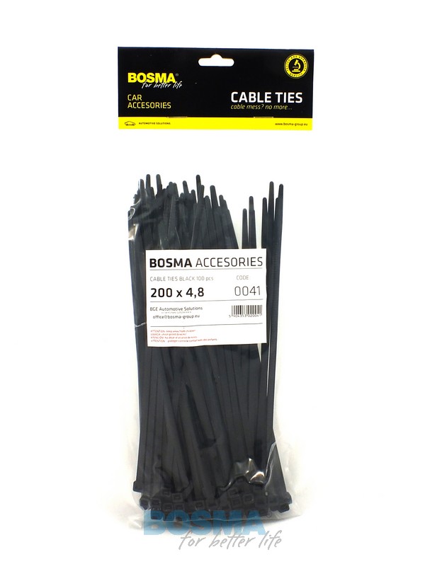 OPASKI ZACISKOWE 4,8x200mm trytki 100 szt. BOSMA