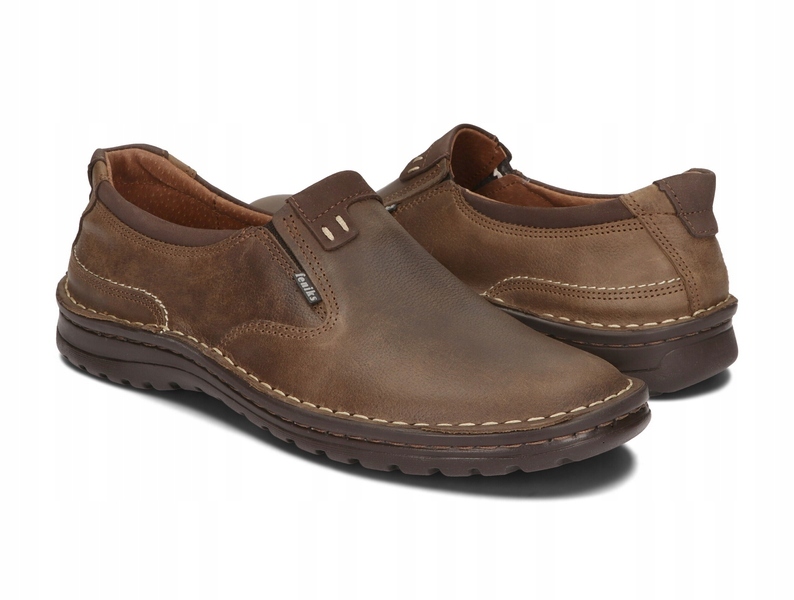 MOKASYNY PÓŁBUTY MĘSKIE SKÓRA 270/BRN BRĄZ 41 Model MOKASYN