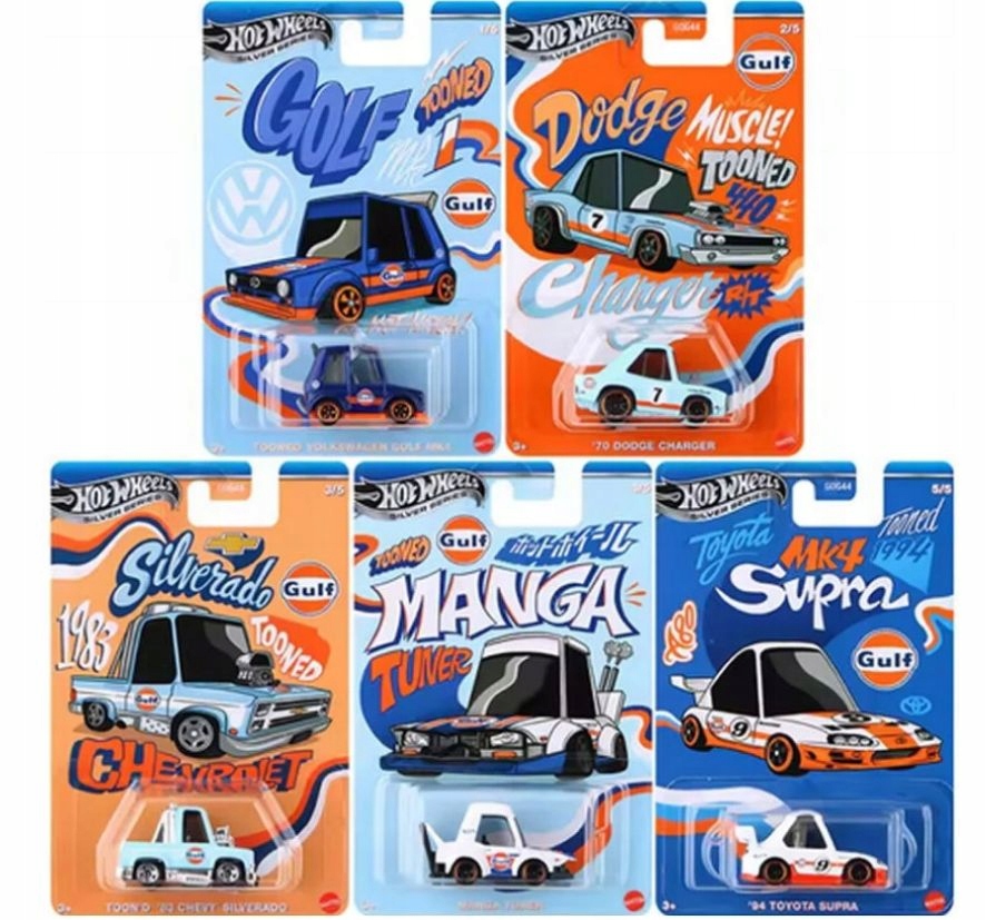 ホットウィール　TOONED　5台セット Hot Wheels TOONED GULF cały set 5 SZTUK HOT WHEELS SILVER
