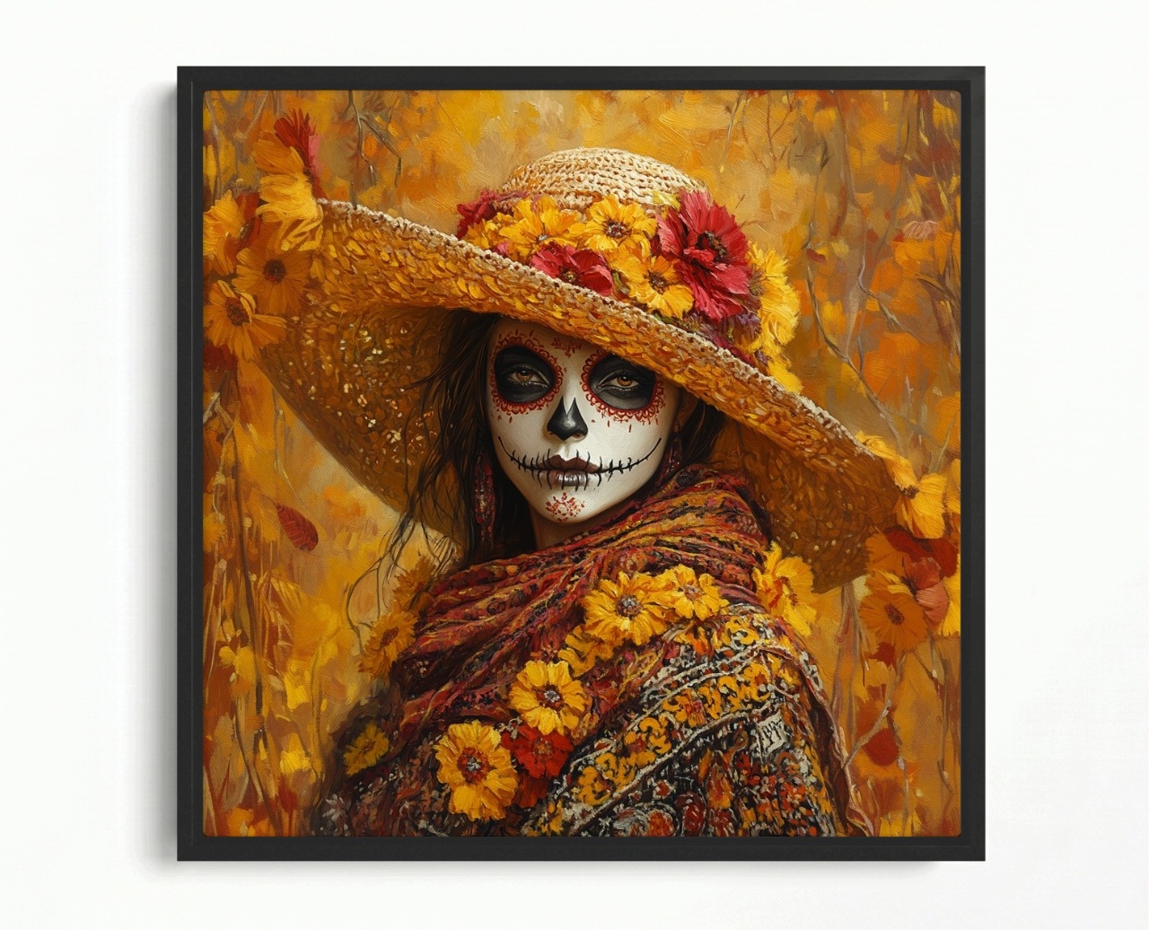 Obraz Rám Americká Krabička Portrét La Catrina Svátek Mrtvých Mexiko 50x50