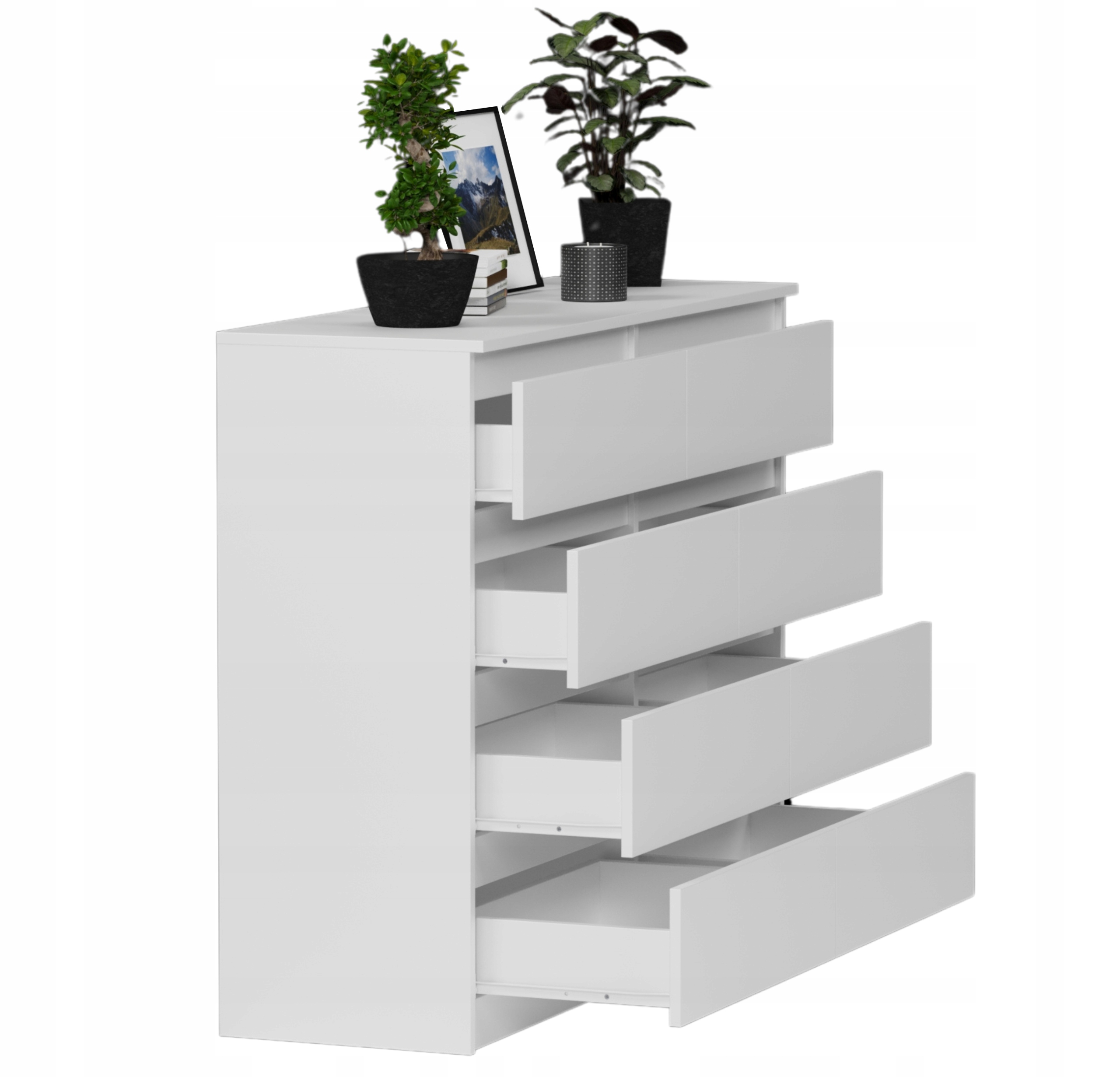 Nowoczesna KOMODA 140CM SZAFKA 8 SZUFLAD BIAŁA PL