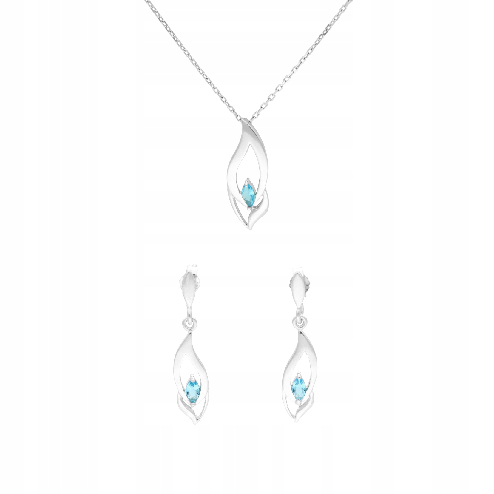 stříbro sada s modrými zirkony