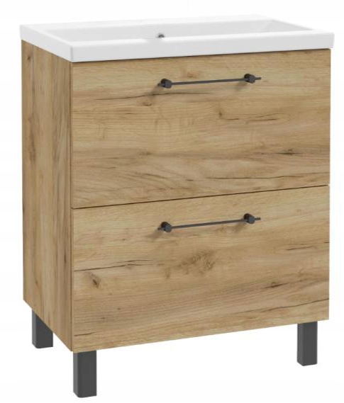 Koupelnová skříňka s umyvadlem a 2 zásuvkami 80x80 cm Stojící dub Craft