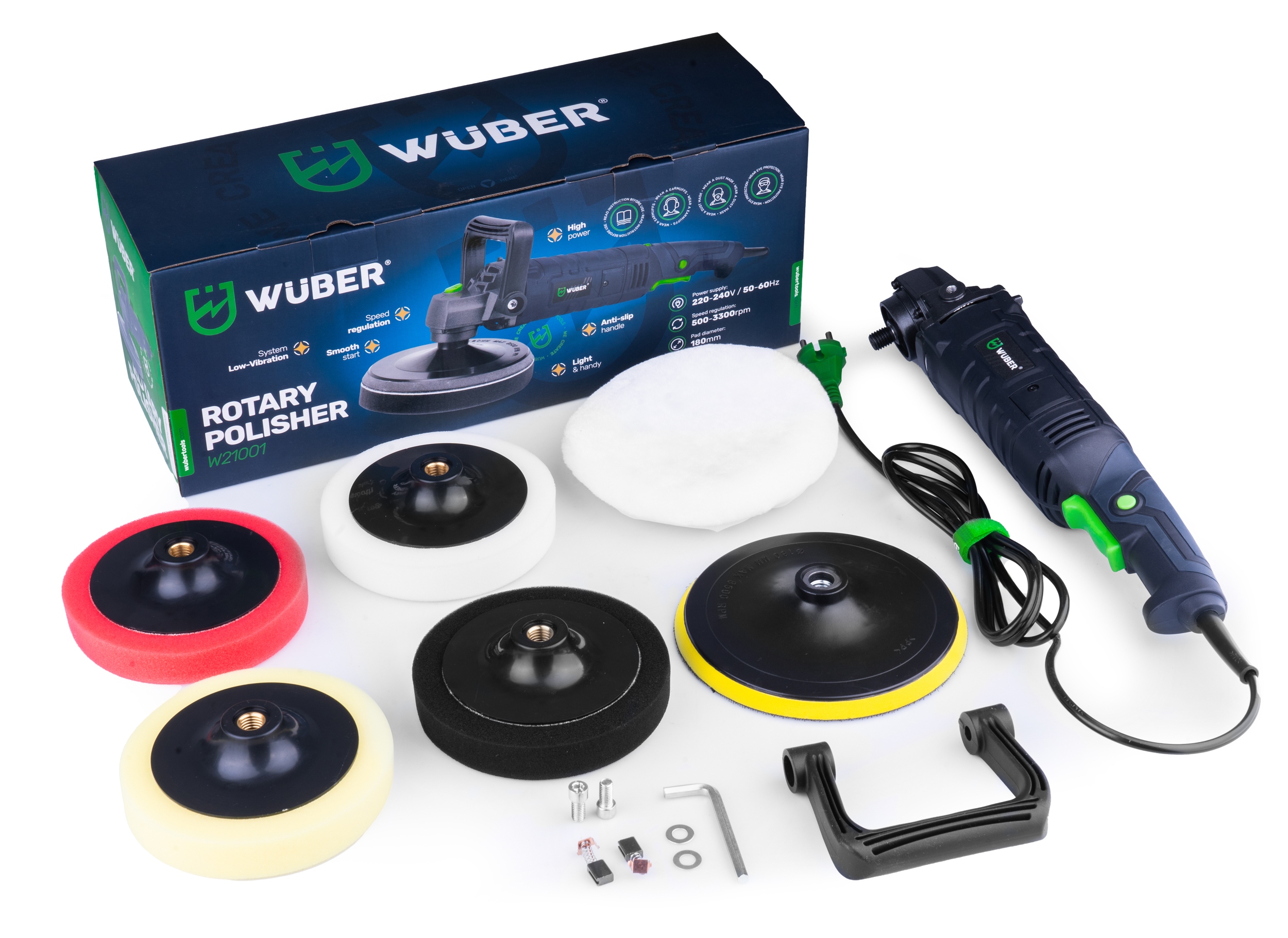 POLERKA SAMOCHODOWA ROTACYJNA 2300W REGULACJA OBROTÓW + ZESTAW GĄBEK+FILC Napięcie zasilania 230 V