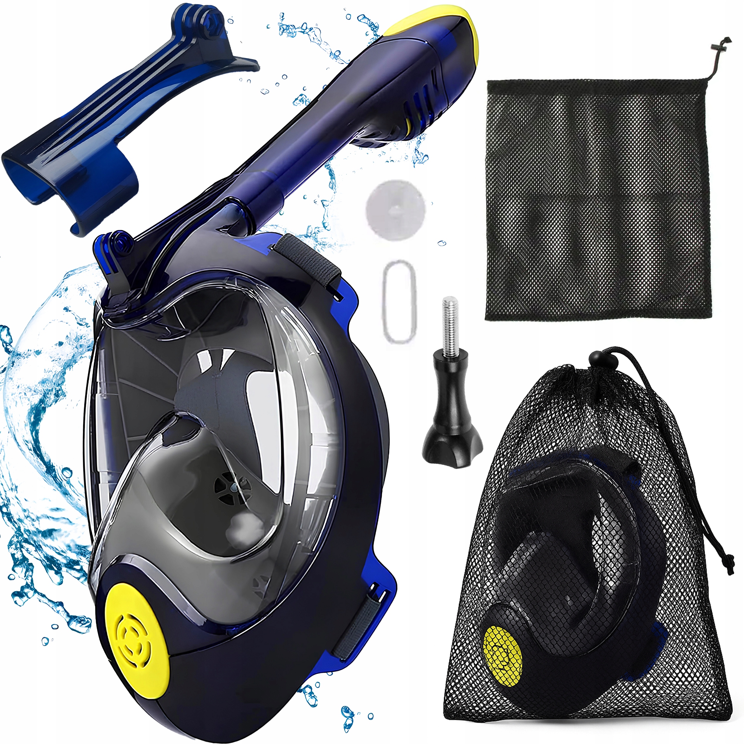 Maska do nurkowania S/m Pełnotwarzowa Z Fajką Antifog Drytop Rurka Uchwyt