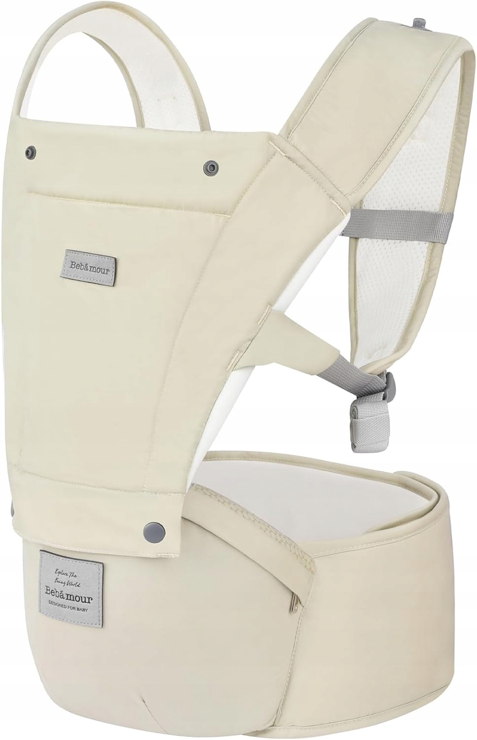 NOSIDEŁKO BEBAMOUR 6w1 BEZ BÓLU PLECÓW 0-36M KOMFORTOWE KHAKI DLA MAMY Stan opakowania oryginalne