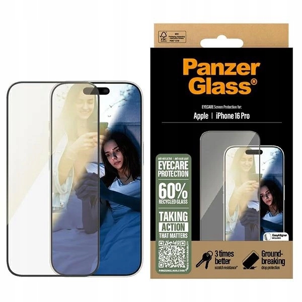 Tvrzené sklo PanzerGlass EyeCare Screen Ultra-Wide Fit pro iPhone 16 Pro
