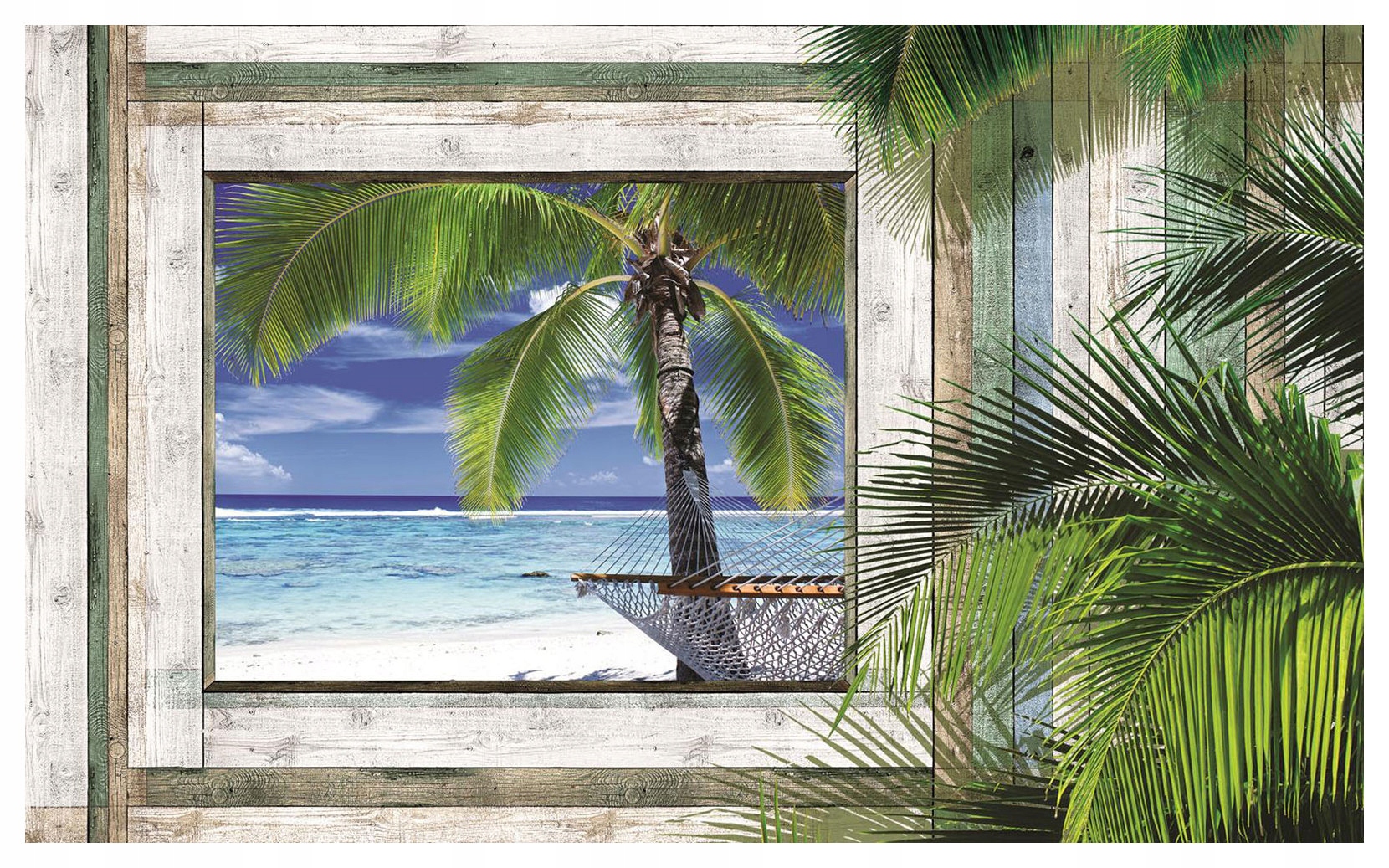 Fototapeta Tropický ráj Houpací síť Palmy Oceán 368x254 vinylová lepidlo