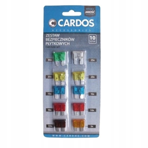 BEZPIECZNIKI SAMOCHODOWE 10 SZTUK CARDOS !!