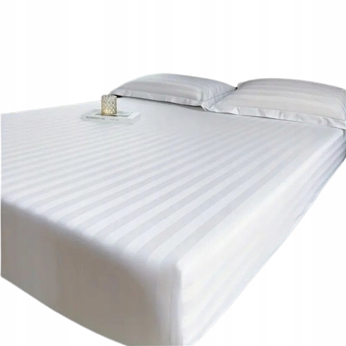 Luxusné Biele Prestieradlo S Gumičkou 180x200 Bavlna Egyptské Pásy Glamour
