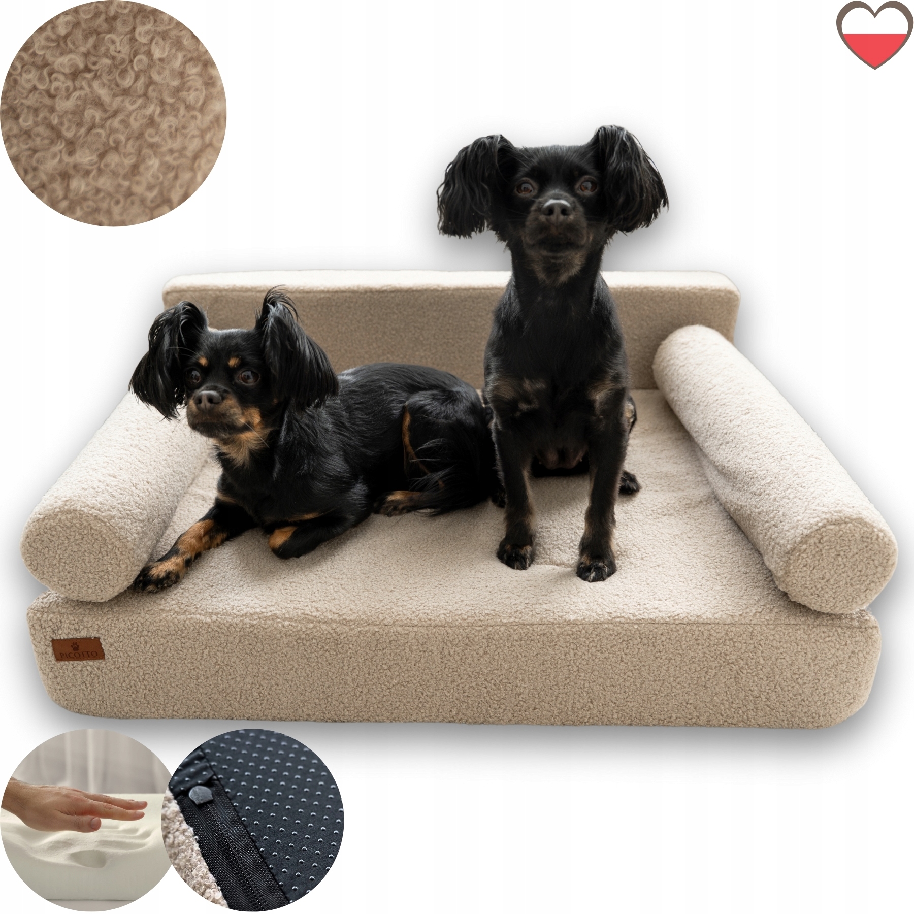 Levně Pelíšek Boucle Taupe M 60x80 Picotto ortopedické